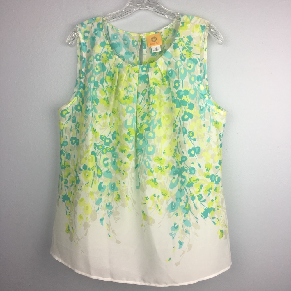 BEAUTIFUL BLOUSE WITH GREEN AND YELLOW FLOWERS